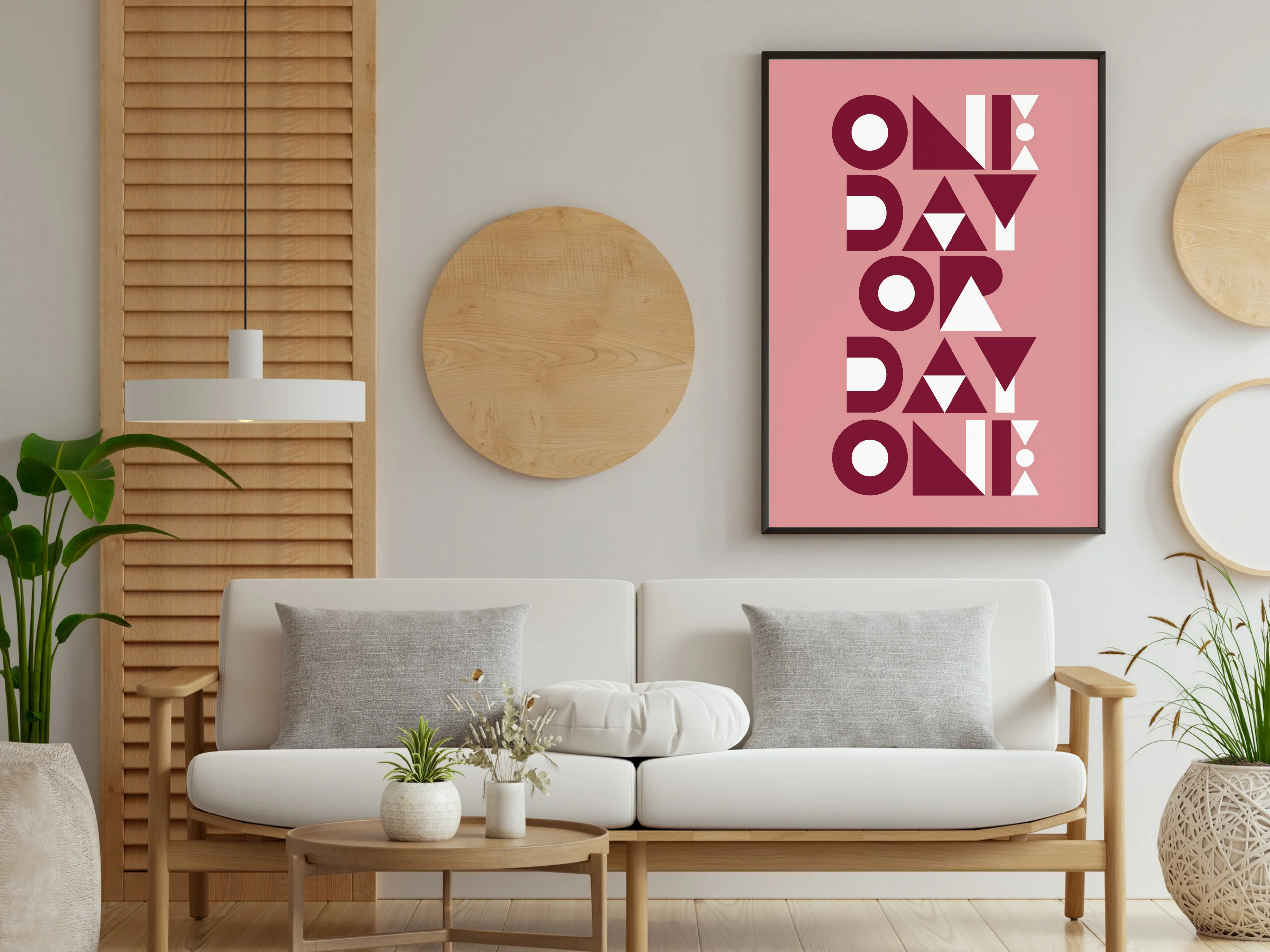 One Day or Day One – Minimalist Motivational Quote Wall Art | Digital Download