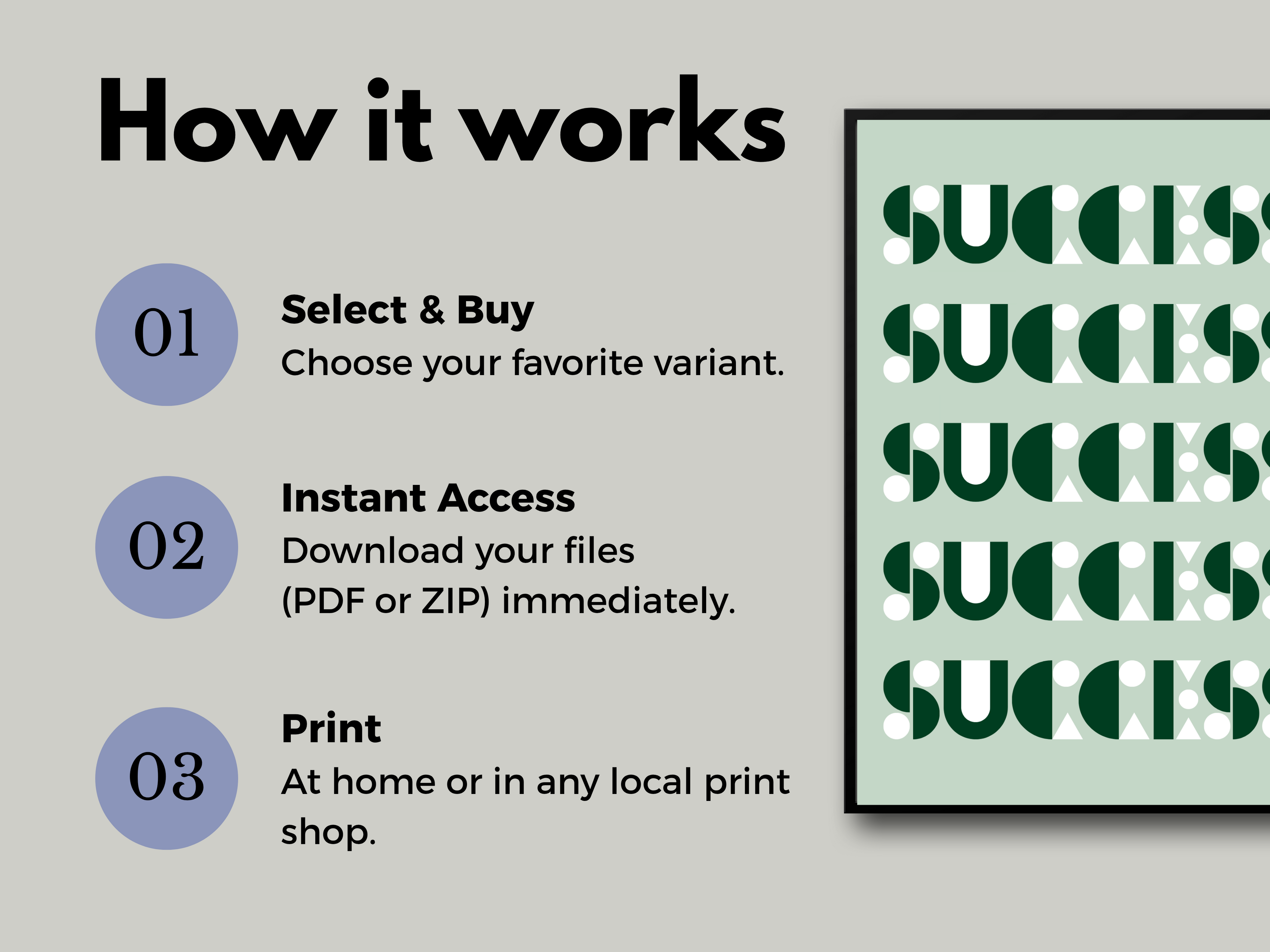 Minimalist Success Poster – Aesthetic Typography Wall Art | Digital Download