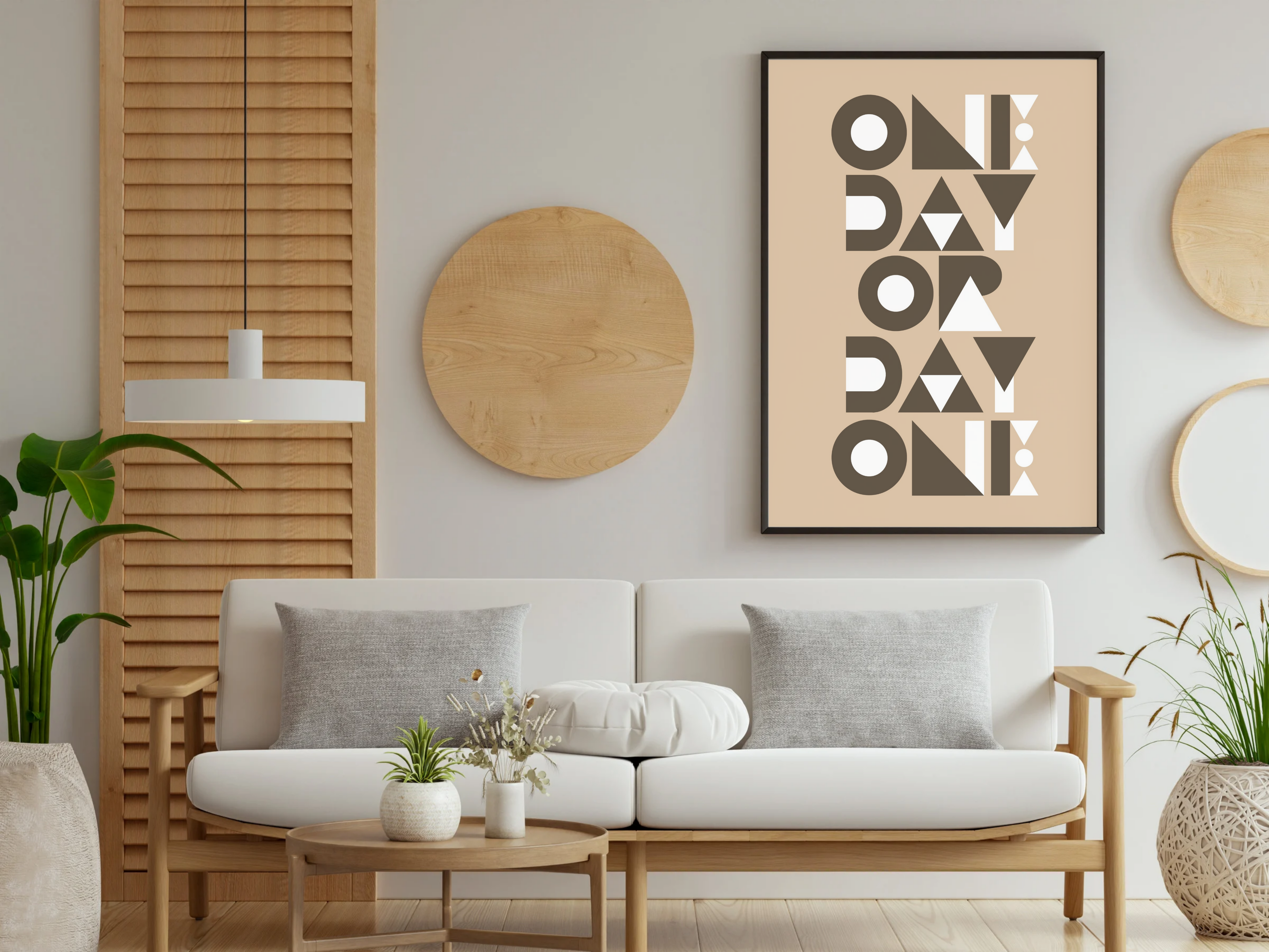 One Day or Day One – Minimalist Motivational Quote Wall Art | Digital Download